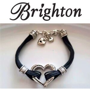 Brighton Black and Silver Heart Charm Bracelet NWOT Dust bag included
